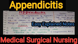 Notes Of Appendicitis in Medical Surgical Nursing in Hindi  Bsc Nursing GNM [upl. by Assirek574]