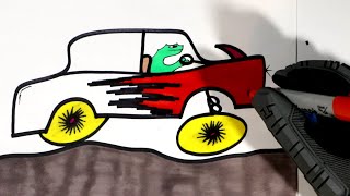 Freehand Sharpie Drawing quotDino Wheeliequot Sharpie Coloring  Chad Ink Art [upl. by Zailer]