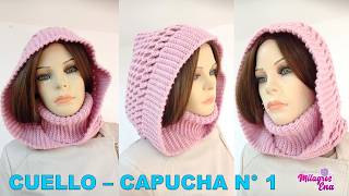 Cuello Capucha N° 1 tejido a crochet en punto panal de abeja en 3D paso a paso TODAS LAS TALLAS [upl. by Leiso663]