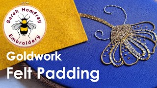 Goldwork embroidery for beginners  Introduction amp felt padding Goldwork flosstube tutorial [upl. by Etom]