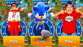 Tag with Ryan vs Sonic Dash  Movie Sonic vs Ryan Titans vs All Bosses Zazz Eggman  Gameplay [upl. by Arnold]