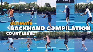 Slow Motion ATP Backhand Technique Compilation  Court Level DoubleHanded amp OneHanded 4K 60FPS [upl. by Ardekan]