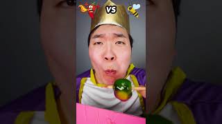 Spicy Sauce vs Honey sauce Emoji food Challenge  Rainbow rice cake Mukbang Funny Video shorts [upl. by Stockwell371]