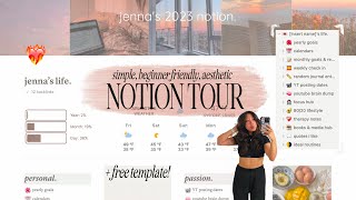 notion tour  FREE template❤️‍🔥simple aesthetic beginnerfriendly amp using a reg planner postgrad [upl. by Eiveneg]