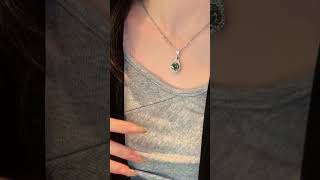 Teardrop Aurora Green Moissanite Necklace  A Splash of Elegance [upl. by Case]