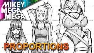 How To Draw FEMALE FULL BODY PROPORTIONS amp HEAD RATIO FOR ANIME MANGA [upl. by Gault]