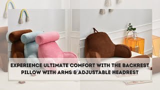 Backrest Pillow With Arms amp Adjustable Headrest  Back Cushion With Detachable Neck Pillow Bed [upl. by Wayne984]