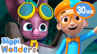 Bats  Blippi Halloween Cartoons  Moonbug Halloween for Kids [upl. by Ojeillib]