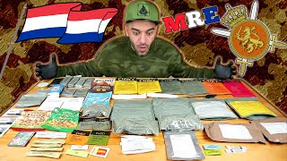 تجربة وجبة الجيش الهولندي والمخصصة لمدة ۲٤س  موكبانغ Dutch 24hr Ration MRE Review amp Eating Show [upl. by Oreves]