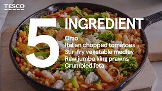 5ingredient One Pan Orzo and Prawns  Tesco Food [upl. by Canale]