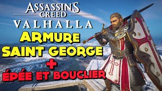 COMMENT OBTENIR LARMURE ST GEORGE  ÉPÉE et BOUCLIER  TOUT CE QUIL FAUT SAVOIR  AC VALHALLA SLAP [upl. by Nosloc]