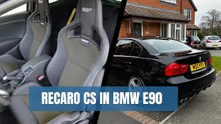 Recaro CS seats install in bmw e90 diy retrofit guide e91 e92 m2m3m4 1234 series f30 f20 f80 [upl. by Ostraw]