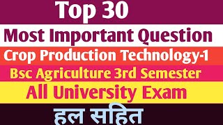 Top 30 Most Important Questions Crop Production Technology1 Kharif crop Bsc Agriculture 3rd Sem [upl. by Anyat]