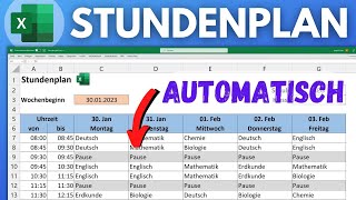 Excel Stundenplan erstellen  Vorlage zum Ausdrucken Download Datum automatisch berechnen [upl. by Akinihs234]