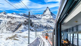 Riding the spectacular Matterhorn Railway in Switzerland 🇨🇭 Swiss Alps 4K [upl. by Sirtaeb]