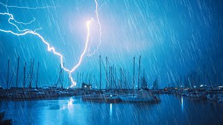 Thunder amp Lightning Heavy Rain Walk Narrow Streets Ambience in Catalonia Spain [upl. by Uriel]