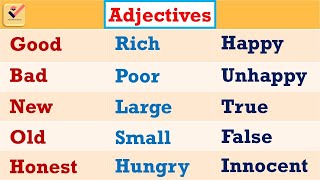 Adjectives  450 Important Adjectives in English  Vocabulary  English Grammar  Adjective Words [upl. by Chirlin]