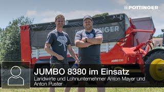 Landwirte und Lohnunternehmer Mayer und Puster zeigen JUMBO 8380 Ladewagen im Einsatz  PÖTTINGER [upl. by Robma634]