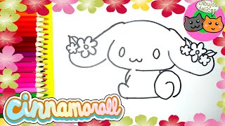 Dibujos Felices🎨 Cómo Dibujar a Cinnamoroll Adornado con🌺 Flores🌈 [upl. by Aifoz]