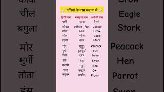 Birds Name in Sanskrit  पक्षियों के नाम संस्कृत में  Pakshiyon ke Naam Sanskrit Mein gk [upl. by Lipsey]