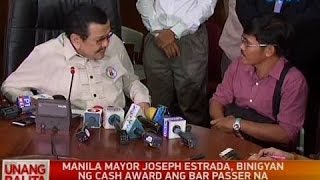 UB Mayor Erap binigyan ng cash award ang bar passer na si Ramil Comendador [upl. by Dorri995]