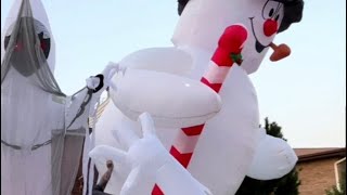 Inflating Our 18 Foot Frosty Inflatable with our Biggest Halloween Inflatables [upl. by Yelhsa95]