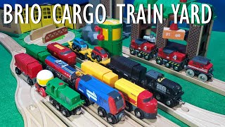 BRIO Wooden Trains Cargo Railway Yard  BRIO Train Video [upl. by Nyladnarb526]