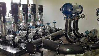 pumps priming suction and delivers pipes fittings safety valves pump station development [upl. by Aceissej]