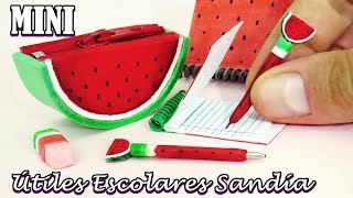 5 Mini Útiles Escolares de Sandía para muñecas Barbie que funcionan  Estuche Bolígrafos y más [upl. by Meeharbi]