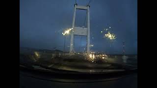 SEVERN BRIDGE CHEPSTOW TO AVONMOUTH DRIVING FROM WALES ON A WINTER EVENING IN RAIN [upl. by Kiel]