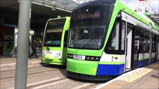 New Tramlink Variobahn Tram 2555 at East Croydon Tram Stop before departing for Therapia Lane [upl. by Sherrard]