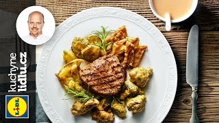 Grilovaný steak s bylinkami a pepřovou omáčkou  Roman Paulus  RECEPTY KUCHYNE LIDLU [upl. by Morra]