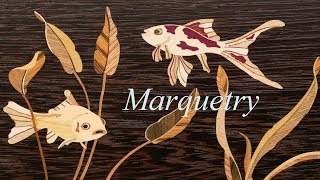 Marquetry  Aquatic lifedrawer table part 1 [upl. by Norret]