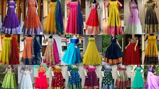 Long frocks latest designs 2023 💕40  beautiful designer long frock images 💕Convert OLD Pattu SAREE [upl. by Lukas733]