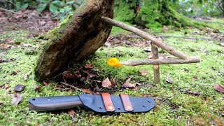 SURVIVAL TIPS  How to Make a Figure Four Deadfall Trap  Taking a Look at my New Bushcraft Tool [upl. by Anniroc]