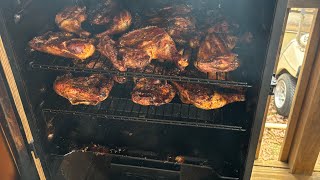 Smoked Chicken Quarters on the PitBoss Vertical Smoker [upl. by Rossie]