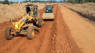 New Road Foundation Construction Project With Machine Bulldozer SANY Motor Grader And Road Roller [upl. by Magill]