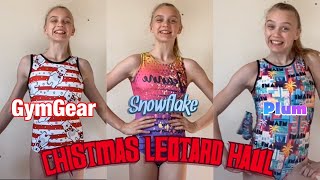 Christmas LEOTARD HAUL and TRY ON Plum Practicewear GymGear and Snowflake Designs [upl. by Reichert]