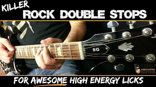 Killer Rock Guitar Licks Double Stops Guitar Lesson [upl. by Yrrum939]