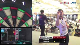 【PERFECT2015 第9戦 男子決勝】山田勇樹 v 金子憲太 速報版 ＊9Dart Finish で決めた勝利の瞬間！ [upl. by Herwick]