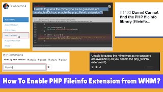 How To Enable PHP Fileinfo Extension from WHM [upl. by Aicitan68]