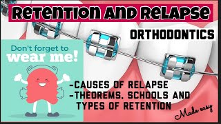 RETENTION AND RELAPSE II SCHOOLS II THEOREMS II TYPES OF RETENTION II ORTHODONTCS II MADE EASY [upl. by Gnad632]