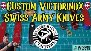 Custom Victorinox Swiss Army Knives by BladeBridge Customs Tinker Fisherman Compact Mountaineer [upl. by Allerus]