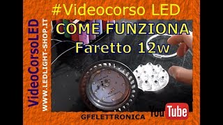 LED  Come funziona e comè fatto un faretto 230v 12w [upl. by Ailahs]