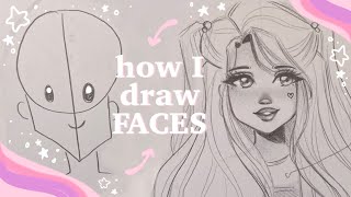 🌸 How I Draw Faces 🌸  easy tutorial my art style [upl. by Dace]