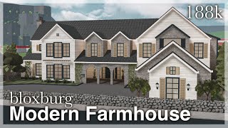 BLOXBURG  Modern Farmhouse Mansion Speedbuild exterior [upl. by Derte]