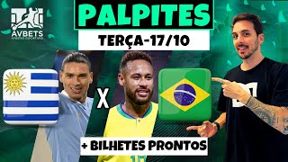 PALPITES E APOSTAS DE FUTEBOL PARA HOJE 17 10 2023  BILHETE PRONTO TERÇAFEIRA [upl. by Alyson405]