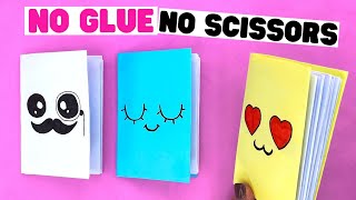 How to make ONLY PAPER diy MINI NOTEBOOK Easy origami notebook no glue no scissors [upl. by Ardnatal]