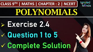 Class 9th Maths  Exercise 24 Q1 to Q5  Chapter 2 Polynomials  NCERT [upl. by Yaral756]