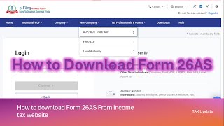 How to Download 26AS from income tax website  Kannada  Form 26AS [upl. by Nnylhtak207]